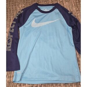 Nike The Nike Tee Dri-FIT Boys Long Sleeve Graphic Logo Tee Blue/Navy 6 (M)